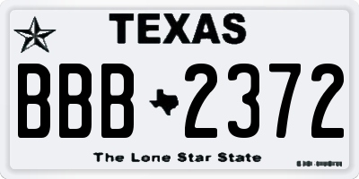 TX license plate BBB2372