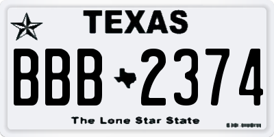 TX license plate BBB2374