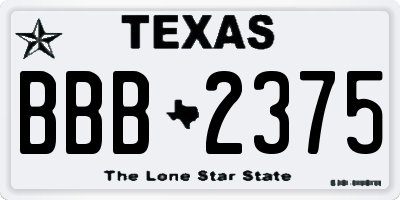 TX license plate BBB2375