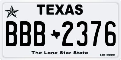 TX license plate BBB2376