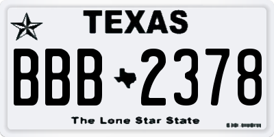 TX license plate BBB2378