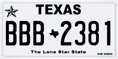 TX license plate BBB2381