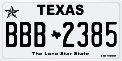 TX license plate BBB2385