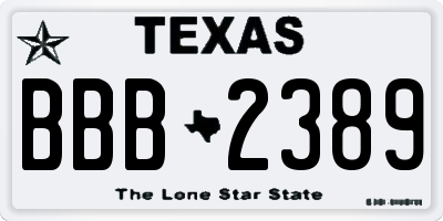 TX license plate BBB2389