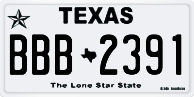 TX license plate BBB2391