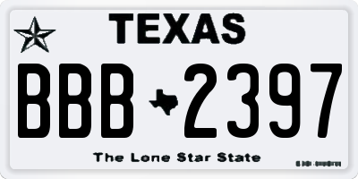 TX license plate BBB2397