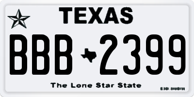TX license plate BBB2399