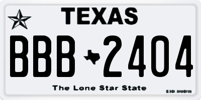 TX license plate BBB2404