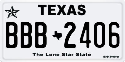 TX license plate BBB2406