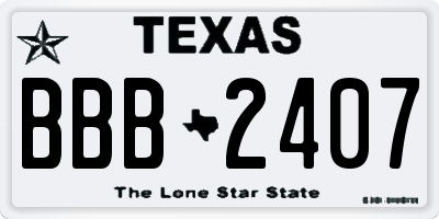 TX license plate BBB2407