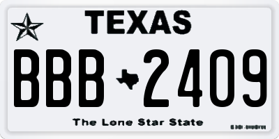 TX license plate BBB2409