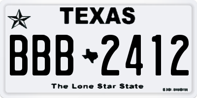 TX license plate BBB2412