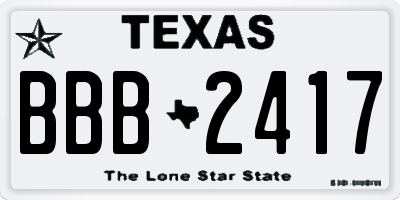 TX license plate BBB2417