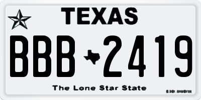 TX license plate BBB2419