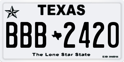 TX license plate BBB2420