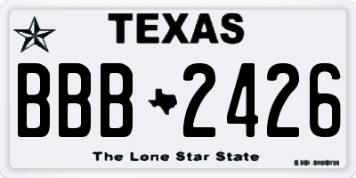 TX license plate BBB2426