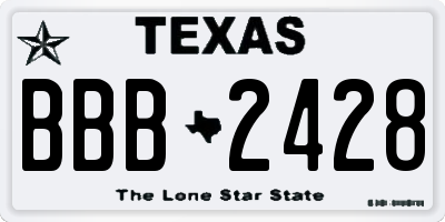 TX license plate BBB2428