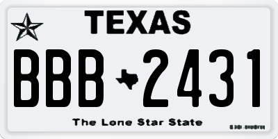 TX license plate BBB2431