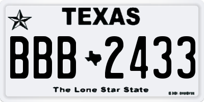 TX license plate BBB2433