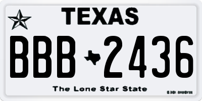 TX license plate BBB2436