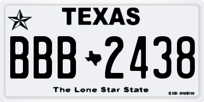 TX license plate BBB2438