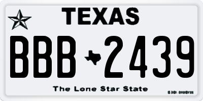 TX license plate BBB2439