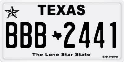 TX license plate BBB2441