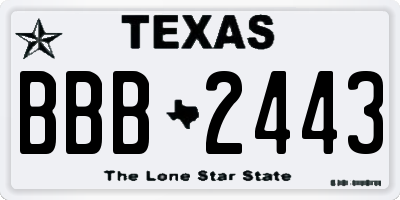 TX license plate BBB2443