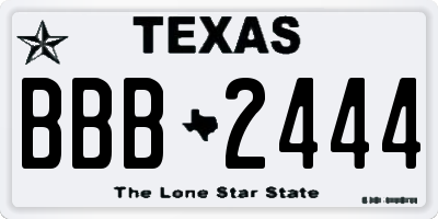 TX license plate BBB2444