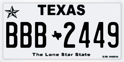 TX license plate BBB2449