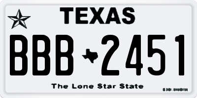 TX license plate BBB2451