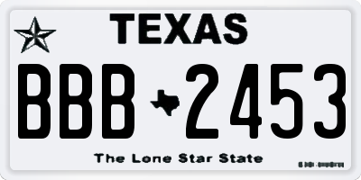 TX license plate BBB2453