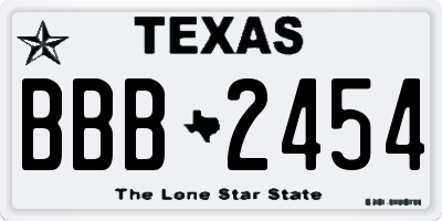 TX license plate BBB2454