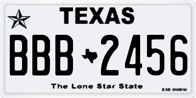 TX license plate BBB2456