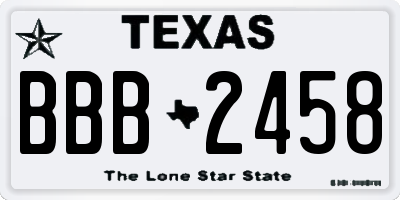 TX license plate BBB2458