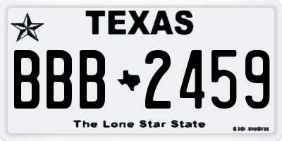 TX license plate BBB2459