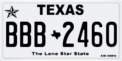 TX license plate BBB2460