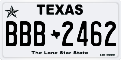 TX license plate BBB2462