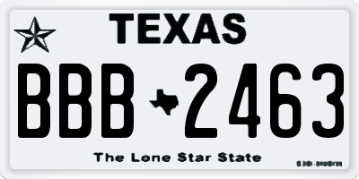 TX license plate BBB2463