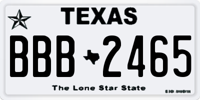 TX license plate BBB2465