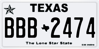 TX license plate BBB2474