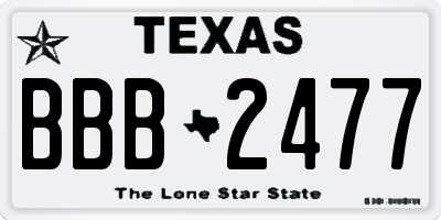 TX license plate BBB2477