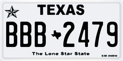 TX license plate BBB2479