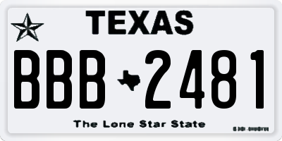 TX license plate BBB2481