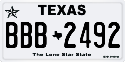 TX license plate BBB2492