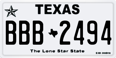 TX license plate BBB2494