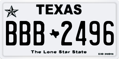 TX license plate BBB2496