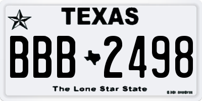 TX license plate BBB2498