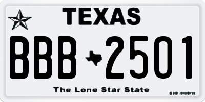 TX license plate BBB2501