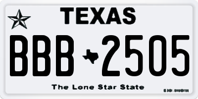 TX license plate BBB2505